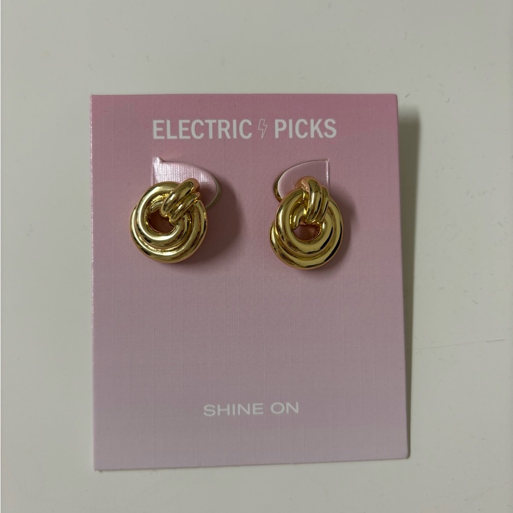 Electric Picks Gold Knot Earrings